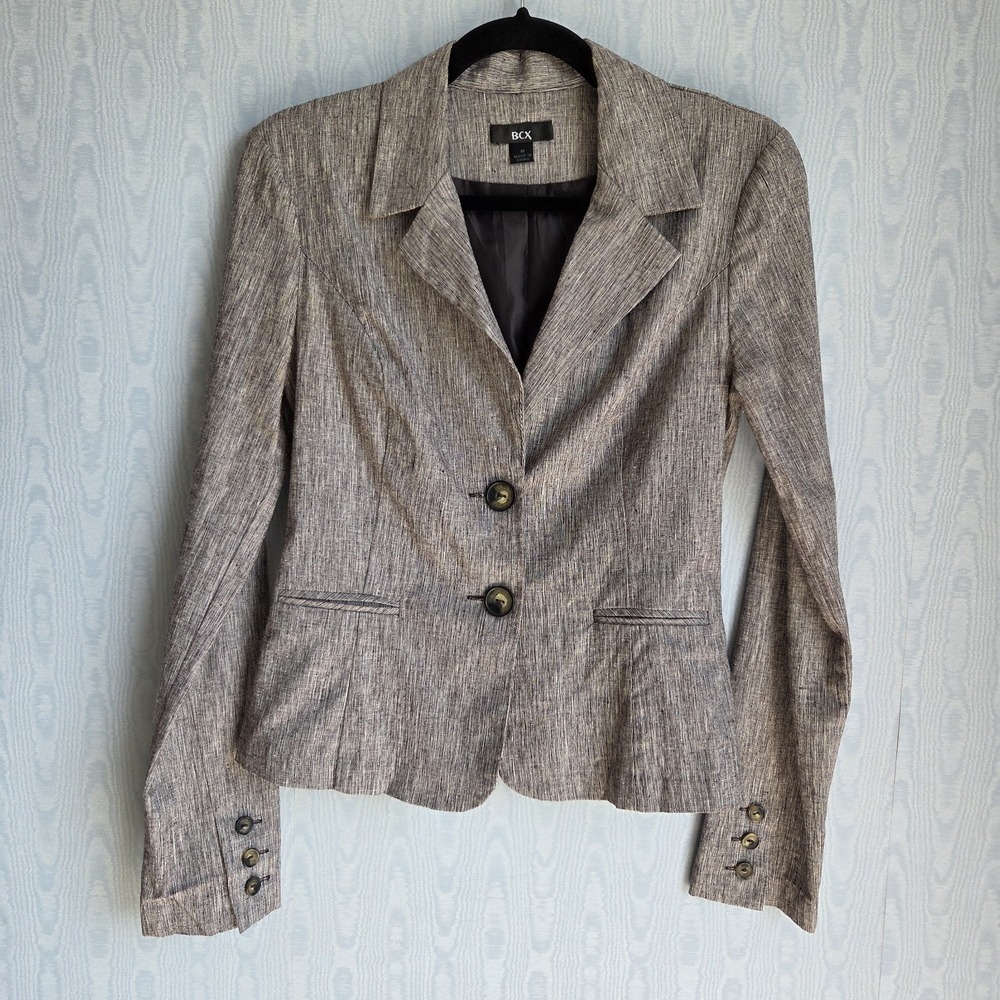 BCX Women's Taupe Tailored Two-Button Blazer